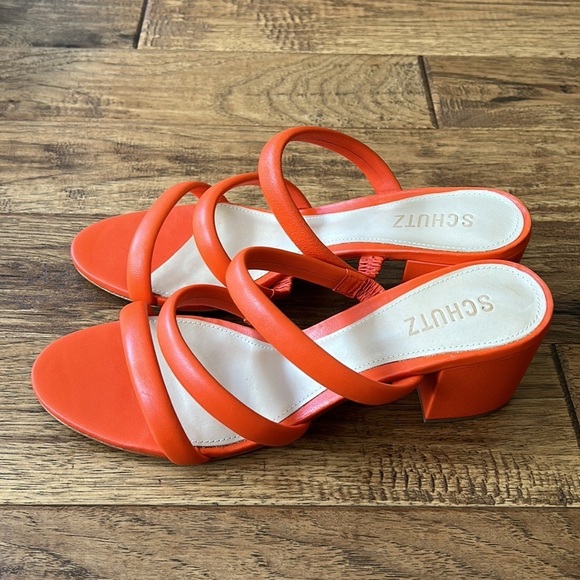 SCHUTZ Olly Block Heel Sandal in Bright Orange Size 10.5 New in Box NIB - Picture 10 of 14
